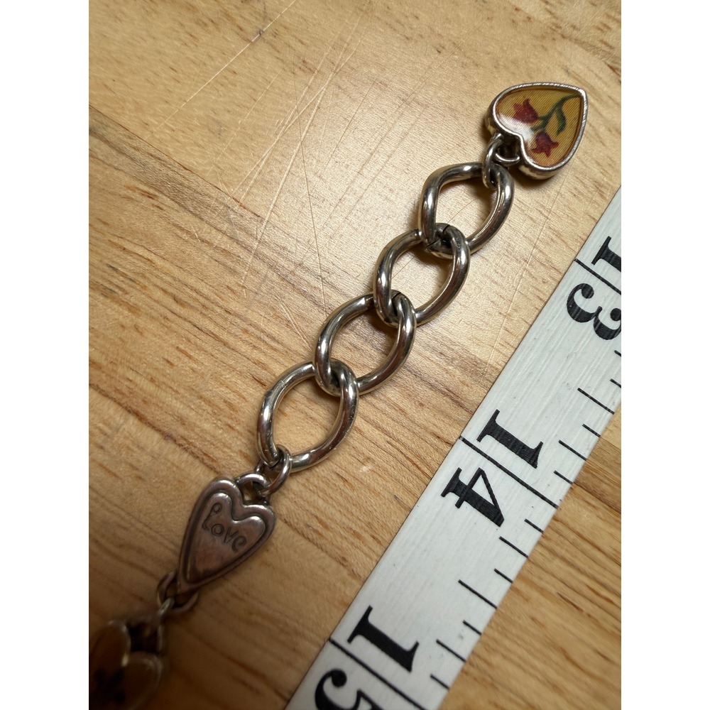Brighton Silver Floral Heart Link Bracelet Watch Piccadilly Needs Batteries - Picture 5 of 15